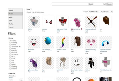 Filter by category, genre, and sort by favorites, price and release date to find the perfect item IDs for your Roblox outfit. . Roblox asset ids